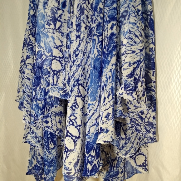 Ark & Co. Intricately Draped Polyester Dress, Blue/White Abstract Print, Size M - Picture 12 of 16
